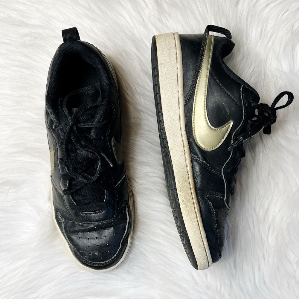 Nike Boys Court Borough Low Sneakers Black & Gold Size 7 YOUTH